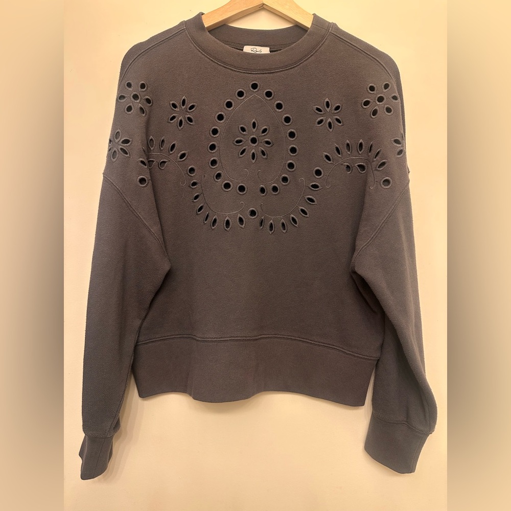 Rails Charcoal Eyelet Pullover